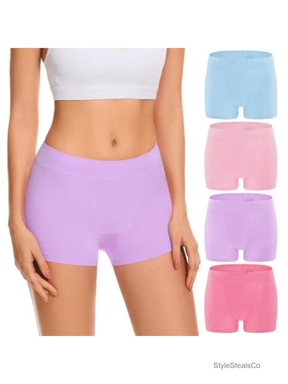 95% Cotton Boy Shorts for Women Mid Waisted Boxer Briefs Breathable